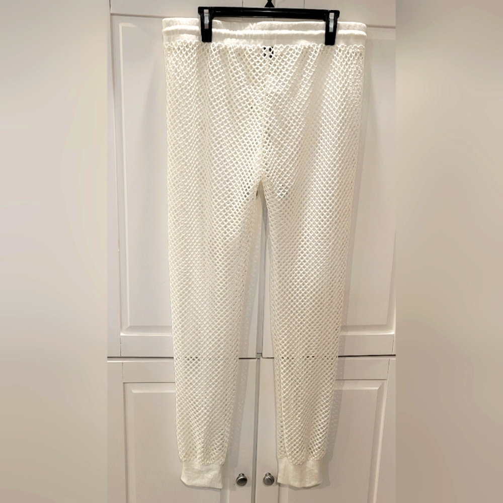 Men’s Mesh Fishnet Pants See Through with Adjustable Waistband, White XXL - Picture 5 of 13